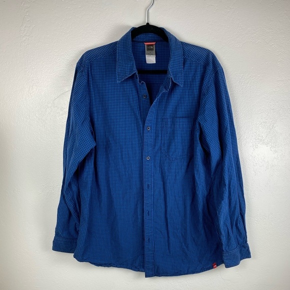 The North Face Blue long Sleeve Plaid Button Down Shirt Men’s size Large - Picture 1 of 11